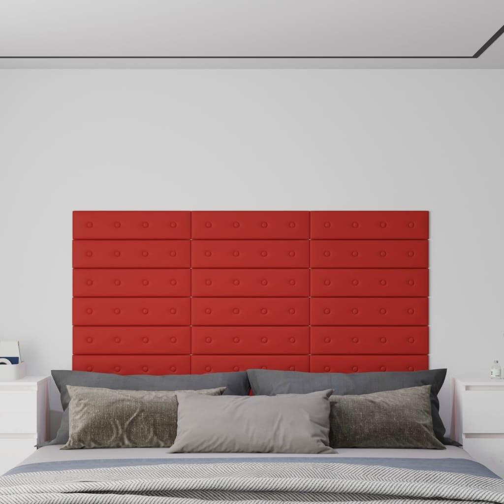 Vægpaneler 12 stk. 60x15 cm 1,08 m² kunstlæder vinrød