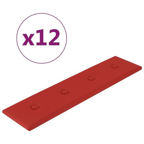 Vægpaneler 12 stk. 60x15 cm 1,08 m² kunstlæder vinrød