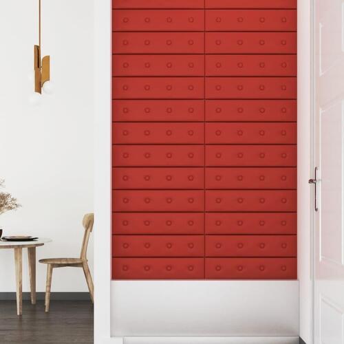 Vægpaneler 12 stk. 60x15 cm 1,08 m² kunstlæder vinrød