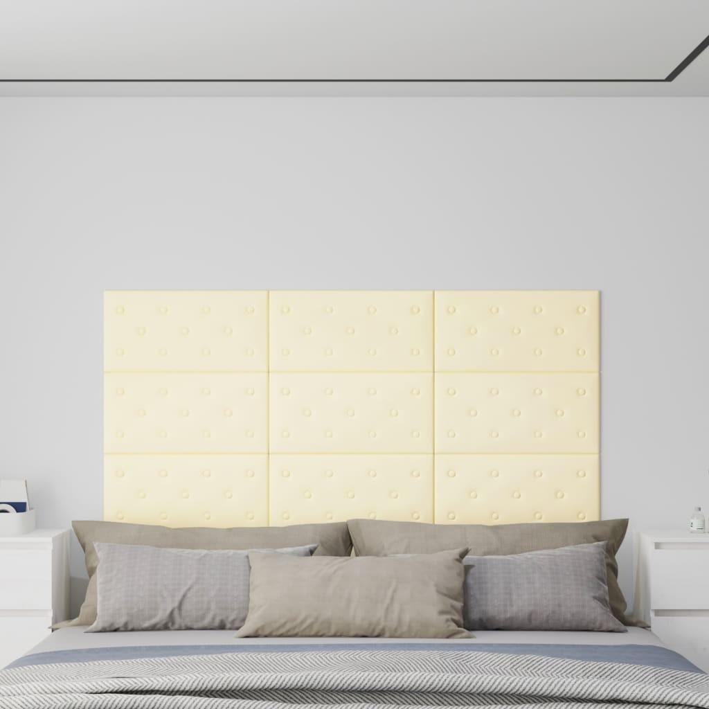Vægpaneler 12 stk. 60x30 cm 2,16 m² kunstlæder cremefarvet