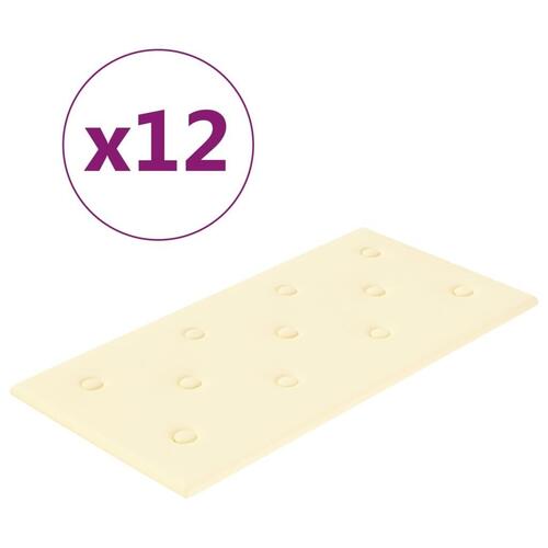 Vægpaneler 12 stk. 60x30 cm 2,16 m² kunstlæder cremefarvet