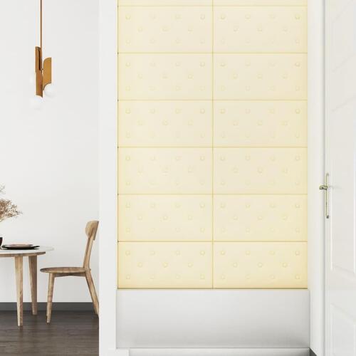 Vægpaneler 12 stk. 60x30 cm 2,16 m² kunstlæder cremefarvet