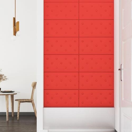 Vægpaneler 12 stk. 60x30 cm 2,16 m² kunstlæder rød