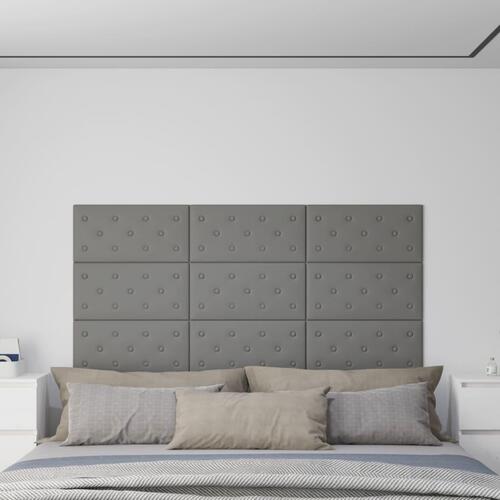 Vægpaneler 12 stk. 60x30 cm 2,16 m² kunstlæder grå