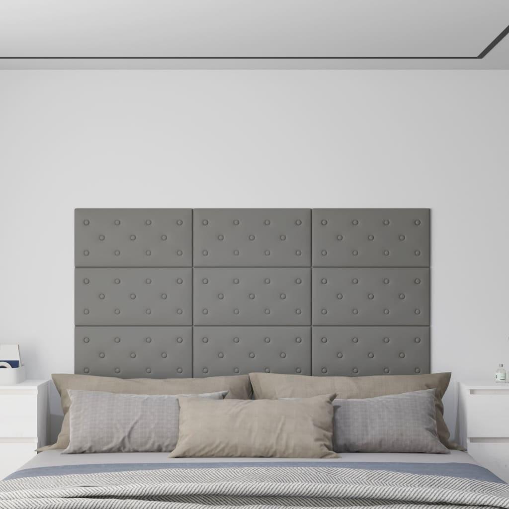 Vægpaneler 12 stk. 60x30 cm 2,16 m² kunstlæder grå