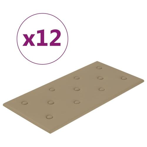 Vægpaneler 12 stk. 60x30 cm 2,16 m² kunstlæder cappuccinofarvet