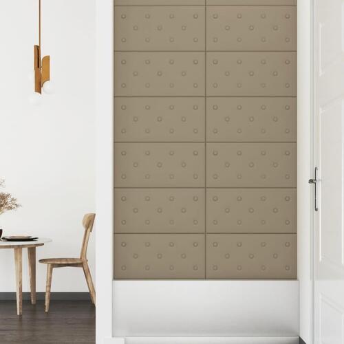 Vægpaneler 12 stk. 60x30 cm 2,16 m² kunstlæder cappuccinofarvet