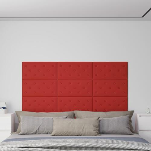 Vægpaneler 12 stk. 60x30 cm 2,16 m² kunstlæder vinrød