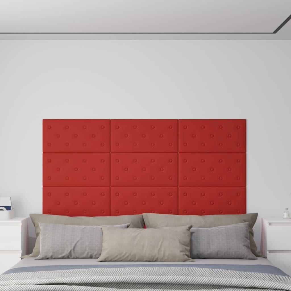 Vægpaneler 12 stk. 60x30 cm 2,16 m² kunstlæder vinrød