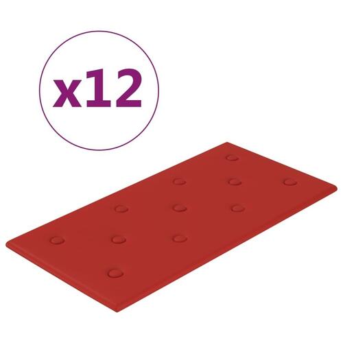 Vægpaneler 12 stk. 60x30 cm 2,16 m² kunstlæder vinrød