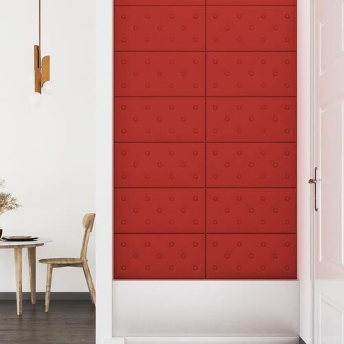 Vægpaneler 12 stk. 60x30 cm 2,16 m² kunstlæder vinrød