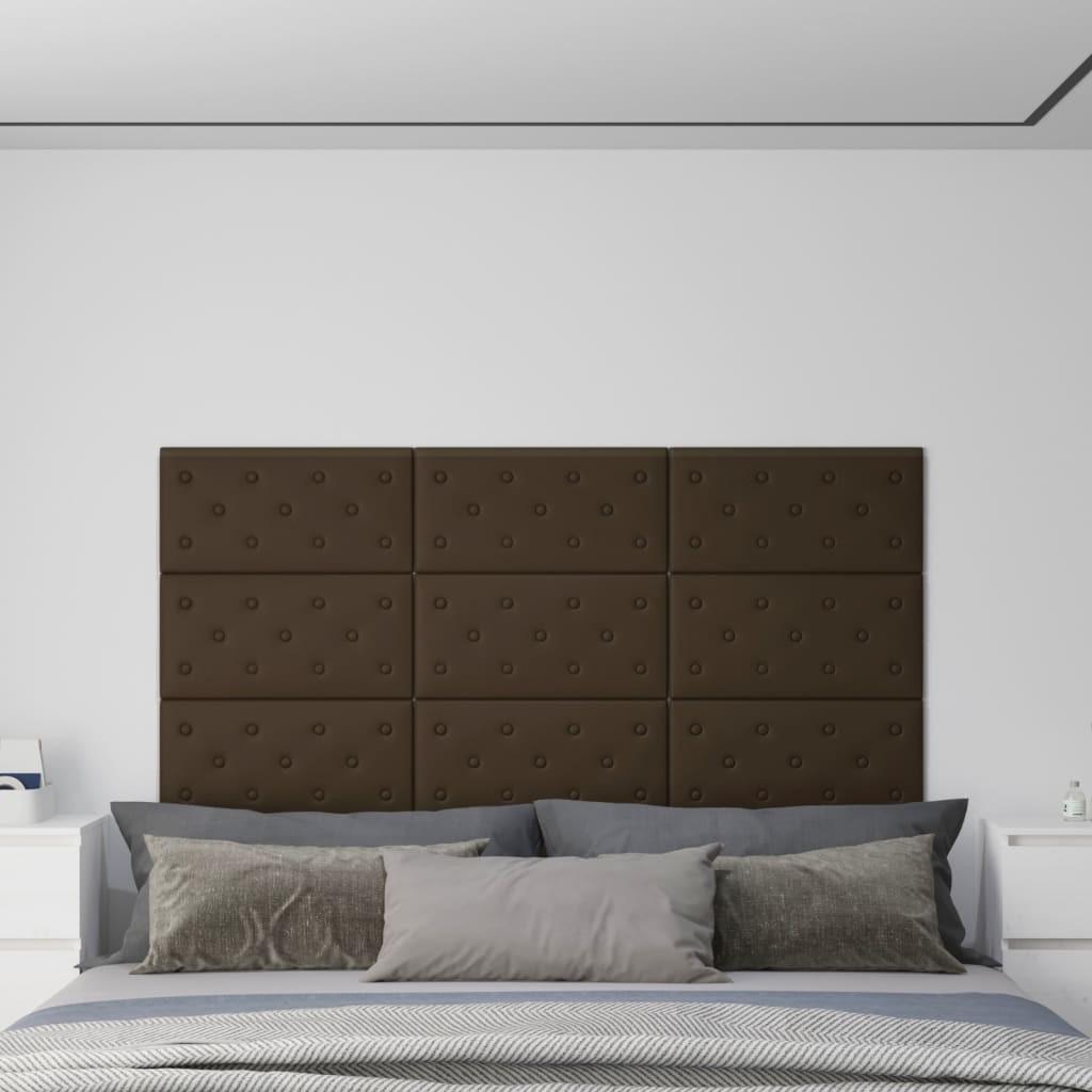Vægpaneler 12 stk. 60x30 cm 2,16 m² kunstlæder brun