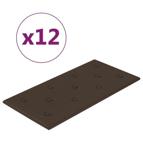 Vægpaneler 12 stk. 60x30 cm 2,16 m² kunstlæder brun