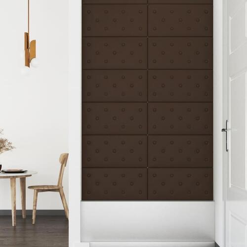 Vægpaneler 12 stk. 60x30 cm 2,16 m² kunstlæder brun