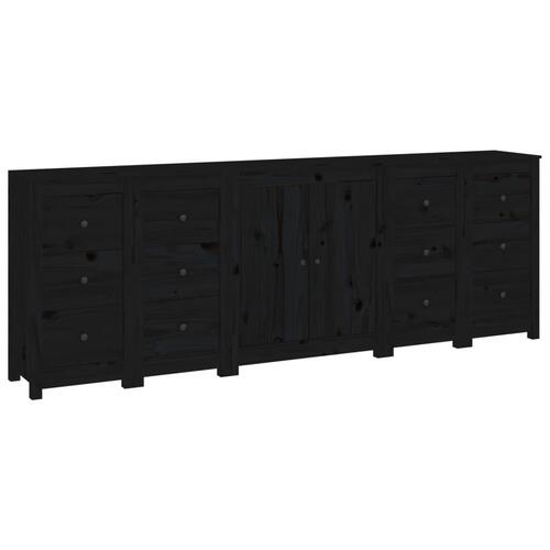 Skænk 230x35x80 cm massivt fyrretræ sort