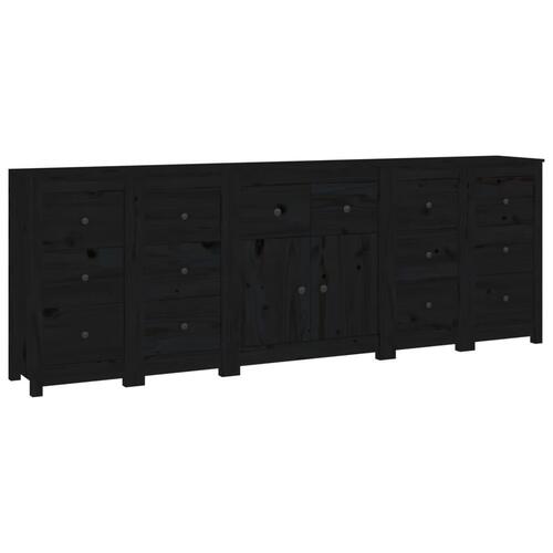 Skænk 230x35x80 cm massivt fyrretræ sort
