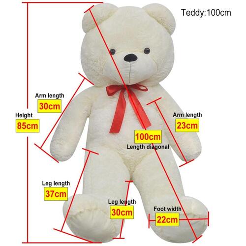 Blød plysbamse XXL 85 cm hvid