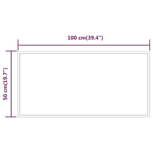 Badeværelsesspejl med LED-lys 50x100 cm
