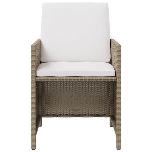 Havestole med skamler 2 stk. polyrattan beige
