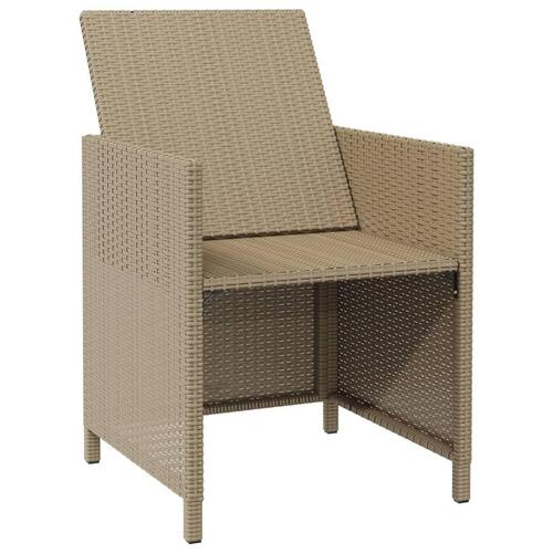 Havestole med skamler 2 stk. polyrattan beige