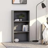 Bogreol med 3 hylder 60x30x114 cm konstrueret træ grå