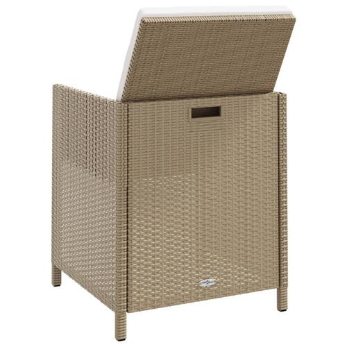 Havestole med skamler 2 stk. polyrattan beige