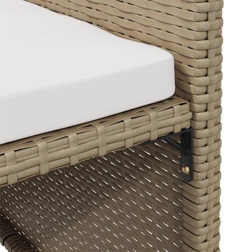 Havestole med skamler 2 stk. polyrattan beige