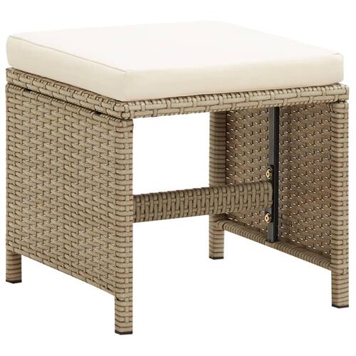 Havestole med skamler 2 stk. polyrattan beige