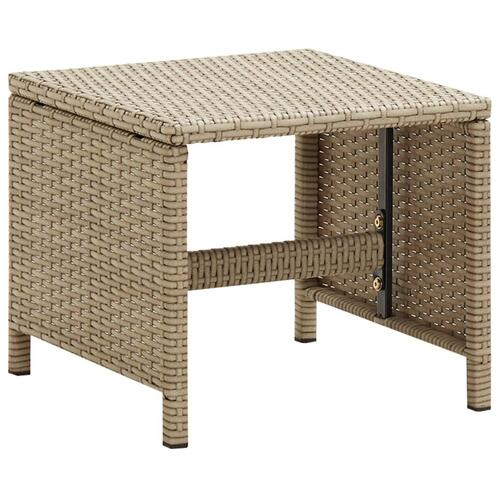 Havestole med skamler 2 stk. polyrattan beige