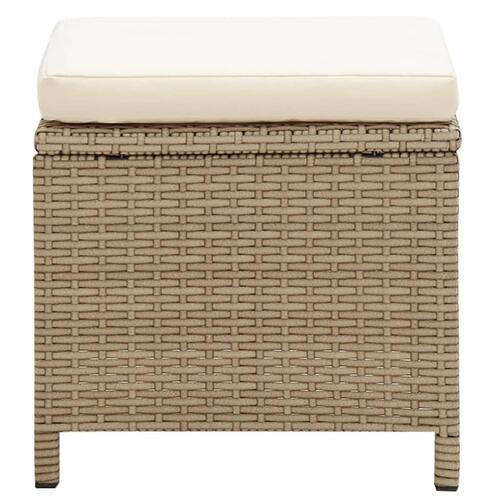 Havestole med skamler 2 stk. polyrattan beige