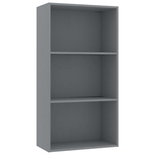 Bogreol med 3 hylder 60x30x114 cm konstrueret træ grå