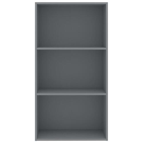 Bogreol med 3 hylder 60x30x114 cm konstrueret træ grå