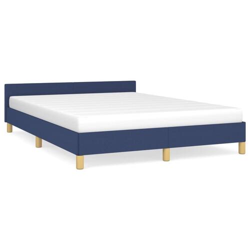 Sengeramme med hovedgærde uden madras Blå 140x190 cm Stof