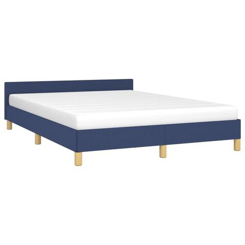 Sengeramme med hovedgærde uden madras Blå 140x190 cm Stof