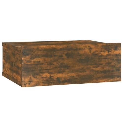 Væghængt natbord 40x30x15 cm konstrueret træ røget egetræ