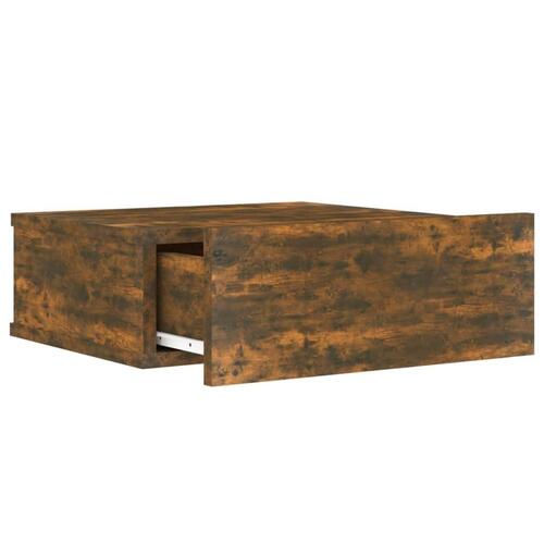 Væghængt natbord 40x30x15 cm konstrueret træ røget egetræ