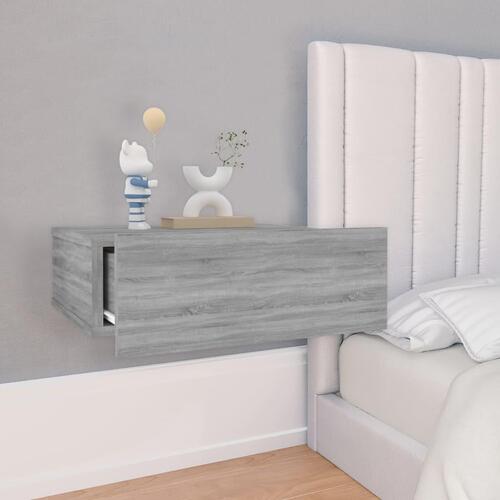 Væghængt natbord 40x30x15 cm konstrueret træ grå sonoma