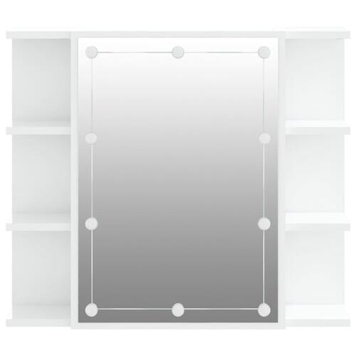 Spejlskab med LED-lys 70x16,5x60 cm hvid højglans