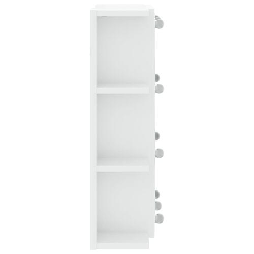 Spejlskab med LED-lys 70x16,5x60 cm hvid højglans