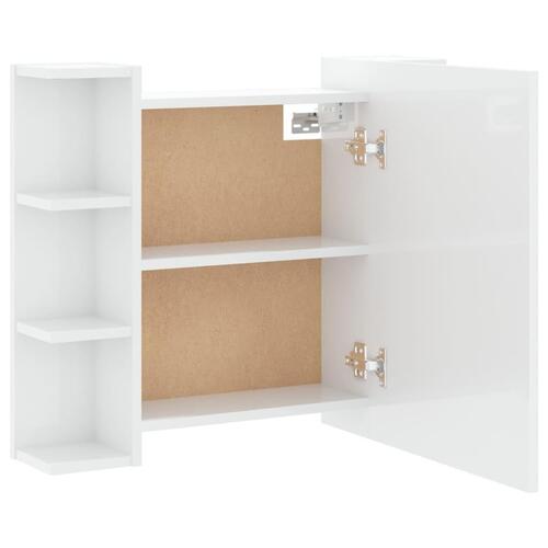 Spejlskab med LED-lys 70x16,5x60 cm hvid højglans