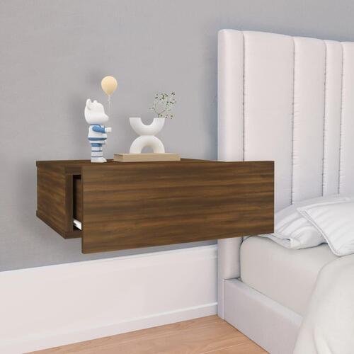 Væghængt natbord 40x30x15 cm konstrueret træ brun egetræ