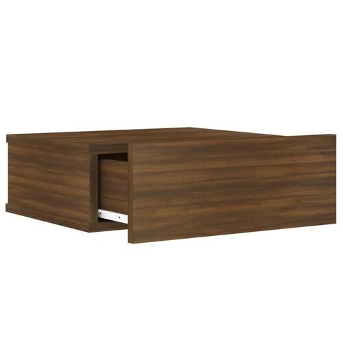 Væghængt natbord 40x30x15 cm konstrueret træ brun egetræ