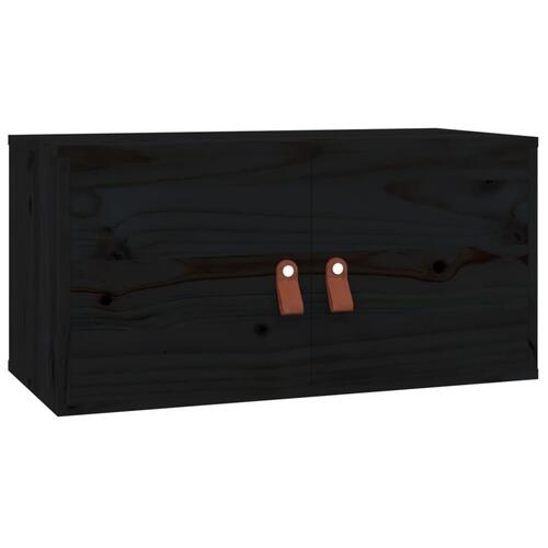 Vægskabe 2 stk. 60x30x30 cm massivt fyrretræ sort