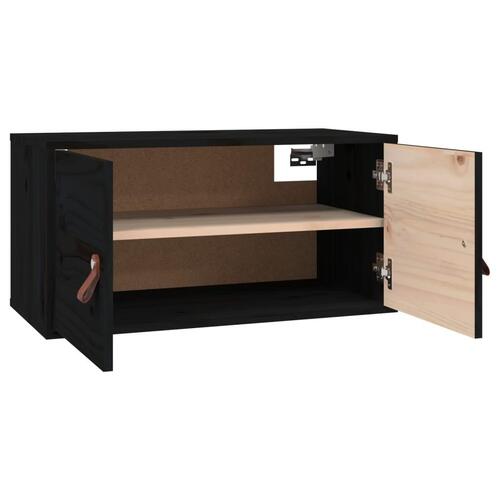 Vægskabe 2 stk. 60x30x30 cm massivt fyrretræ sort