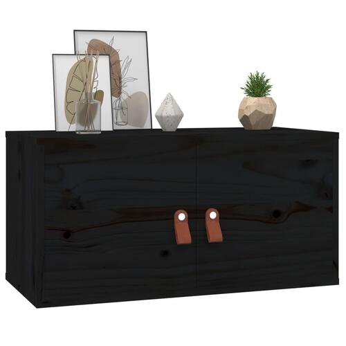 Vægskabe 2 stk. 60x30x30 cm massivt fyrretræ sort