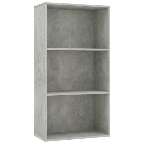 Bogreol med 3 hylder 60x30x114 cm konstrueret træ betongrå