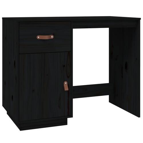 Skrivebord 95x50x75 cm massivt fyrretræ sort