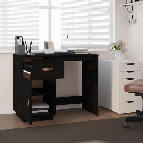 Skrivebord 95x50x75 cm massivt fyrretræ sort