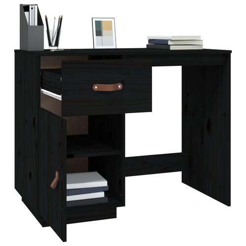Skrivebord 95x50x75 cm massivt fyrretræ sort
