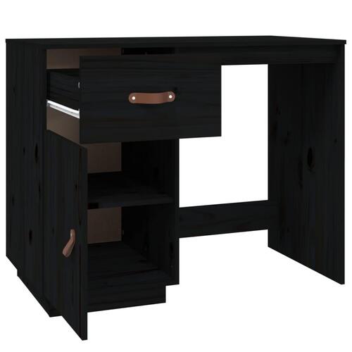 Skrivebord 95x50x75 cm massivt fyrretræ sort